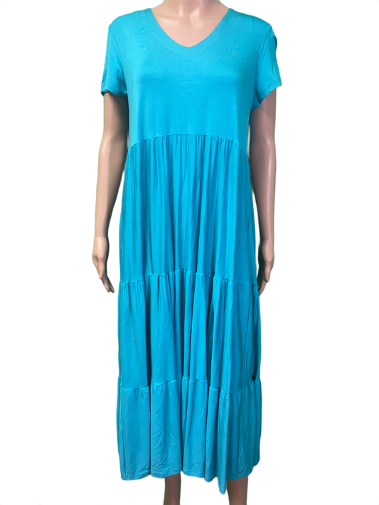 * Long Bamboo Shortsleeve Tiered - Pure Essence Dress