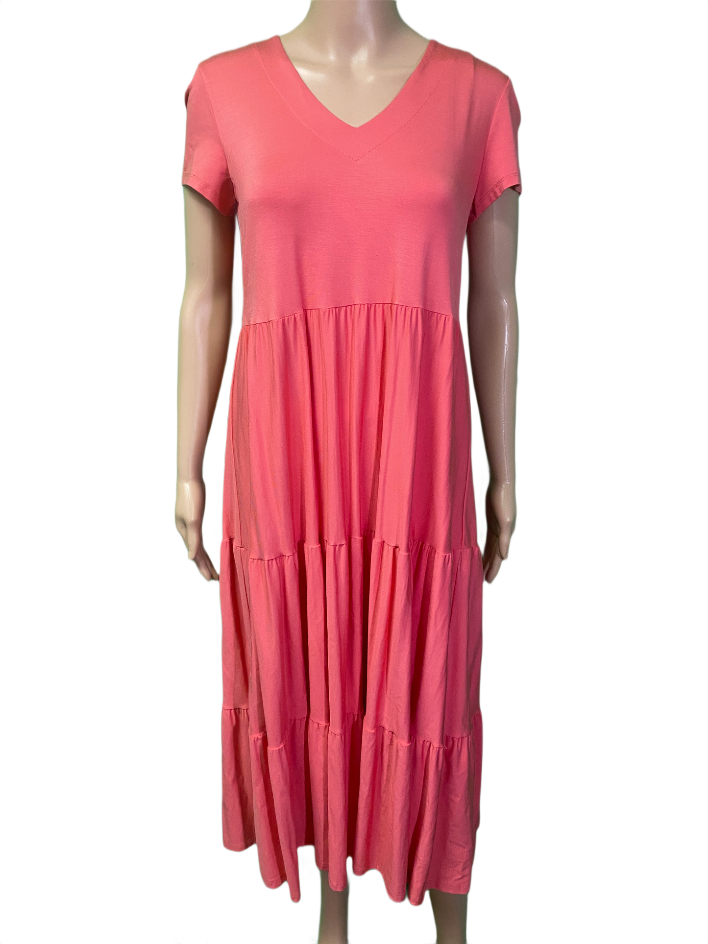 * Long Bamboo Shortsleeve Tiered - Pure Essence Dress