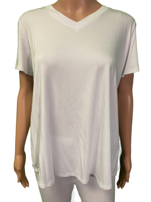 * Bamboo Shortsleeve V-Neck - Pure Essence Top