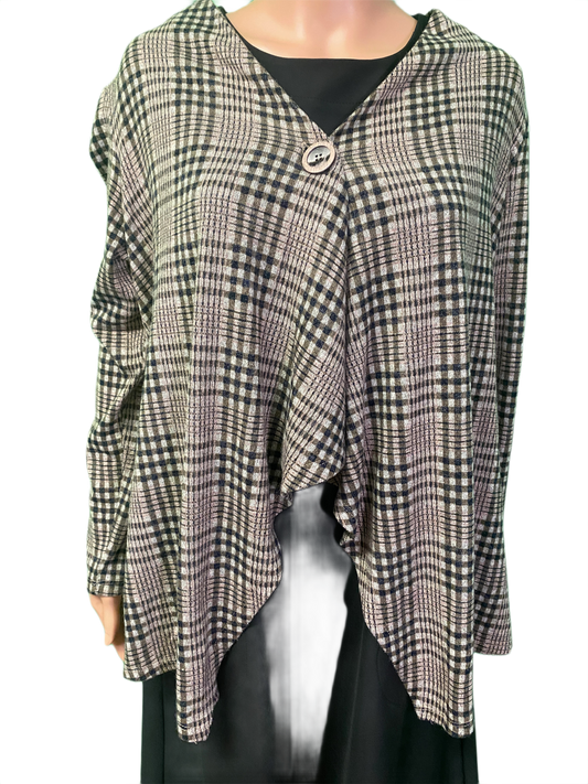 * Plaid Button-Up Jacket - Pure Essence Sweater
