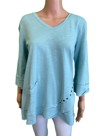 FT 3/4 Sleeve Side-Button - Wild Palms Top