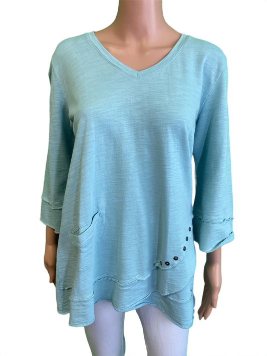 FT 3/4 Sleeve Side-Button - Wild Palms Top