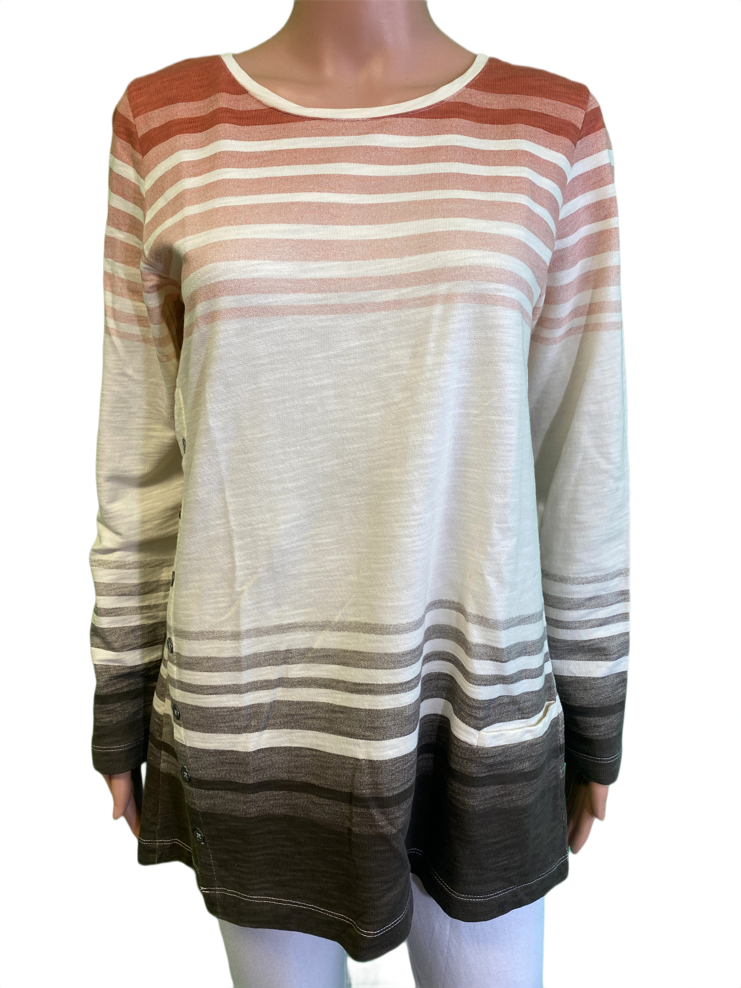 * Longsleeve Striped Side-Button - Wild Palms Top