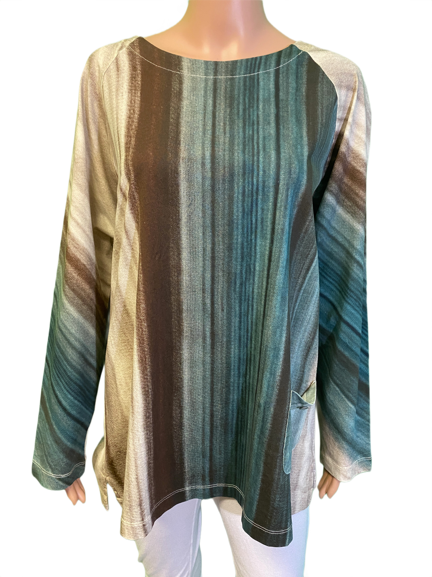 Longsleeve Scoop Neck Shady Stripe - Wild Palms Top