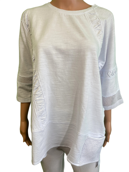 * Mesh Trimmed Crew - Wild Palms Top