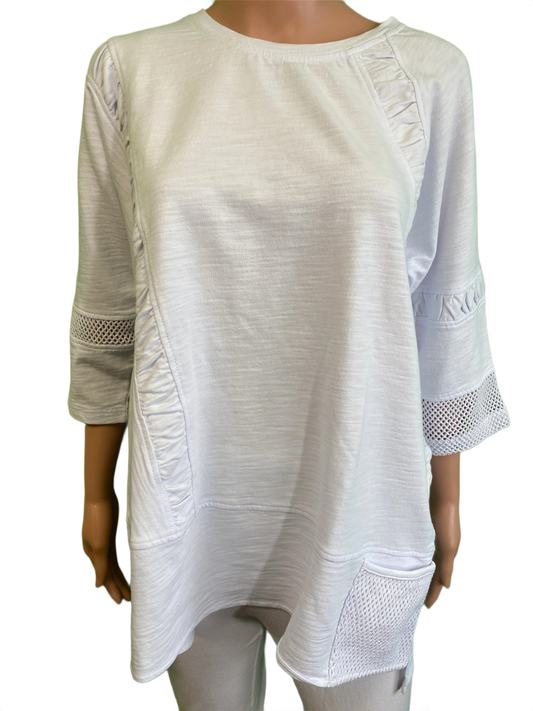 * Mesh Trimmed Crew - Wild Palms Top