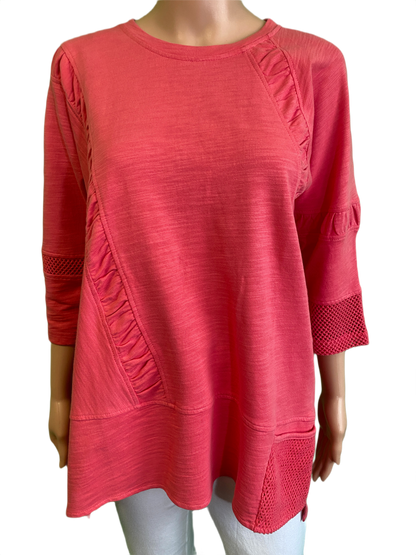 * Mesh Trimmed Crew - Wild Palms Top