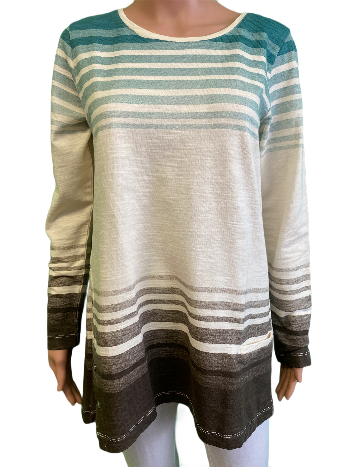 * Longsleeve Striped Side-Button - Wild Palms Top