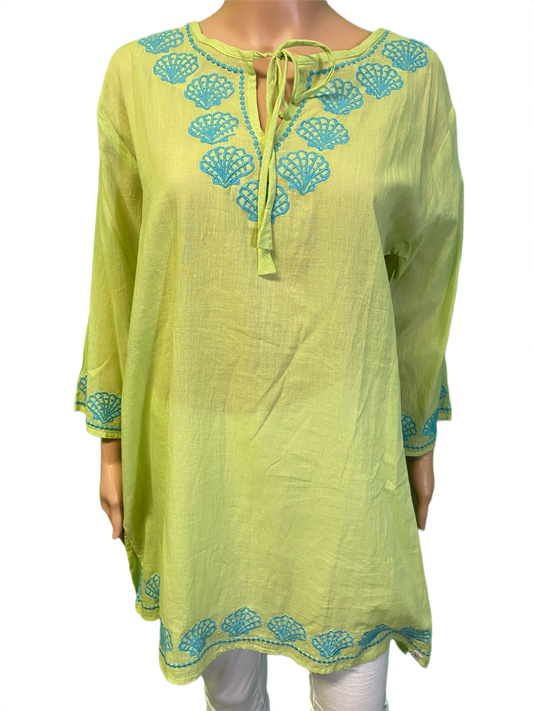 * Seashell Embroidered Tunic - West Indies Top