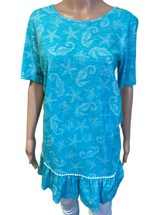 * Sealife Shortsleeve w/Ruffle - West Indies Dress