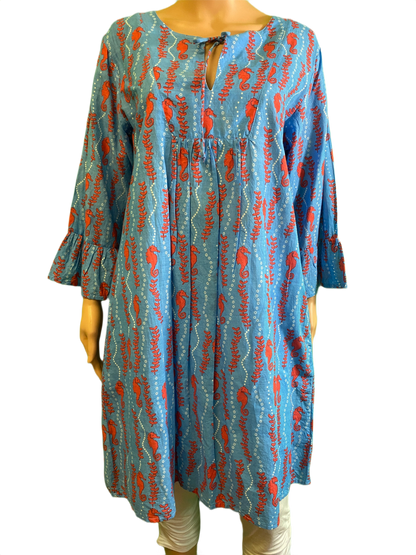 * Sea Garden Ruffled Sleeve - West Indies Dress
