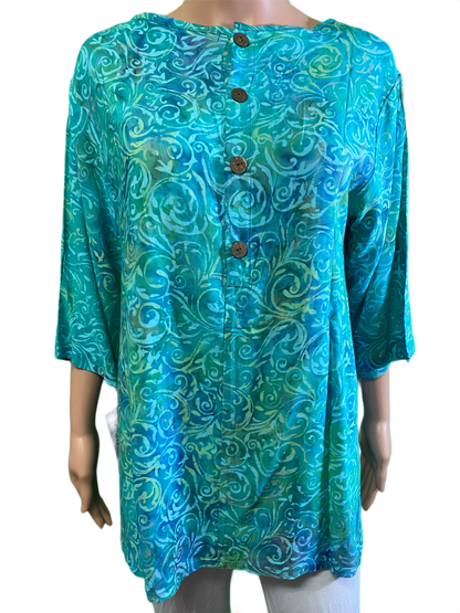 * Back-Button Batik - Hand Kreation Top