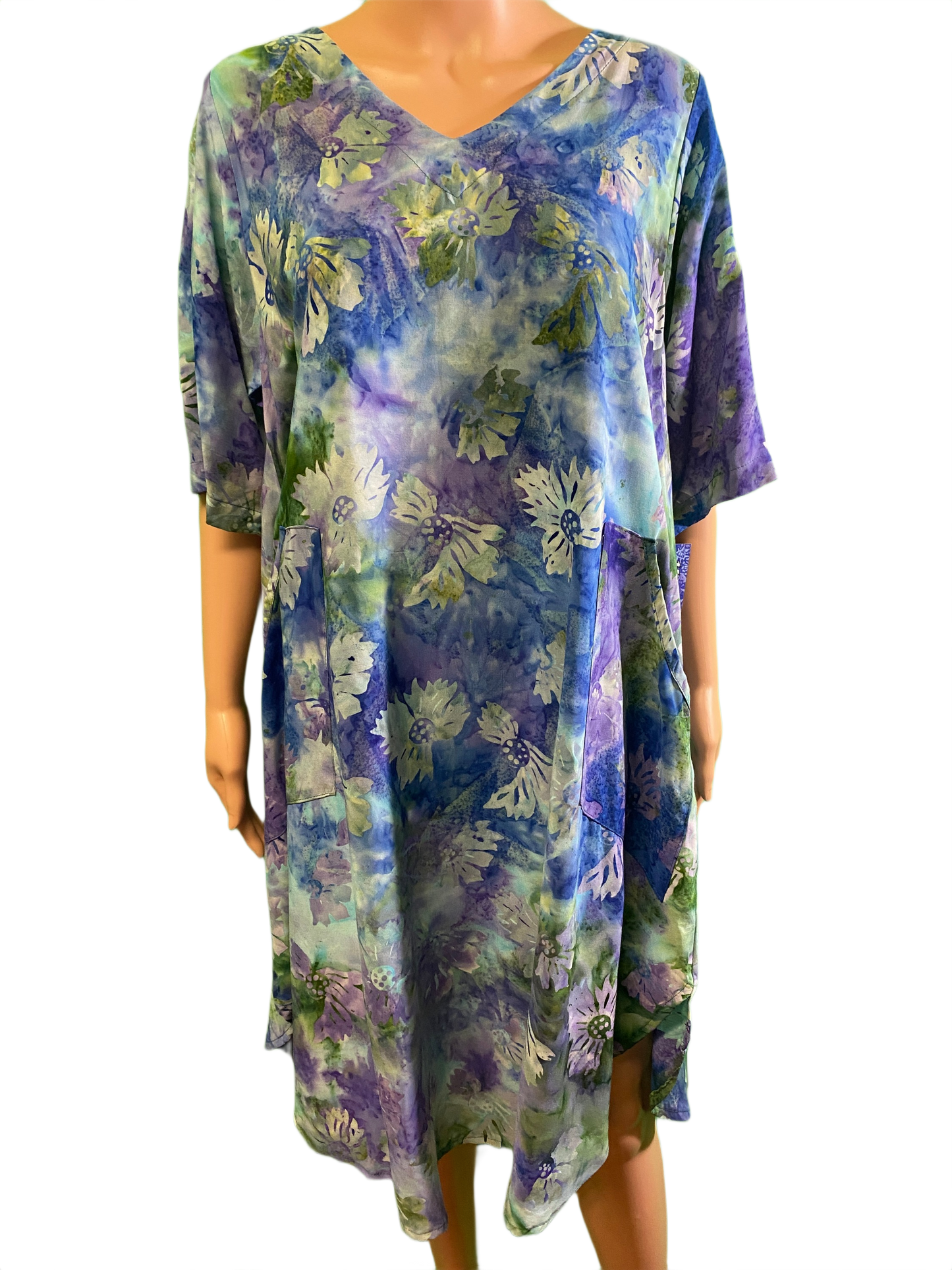 * Batik Floral 1/2 Sleeve Pocket - Hand Kreation Dress