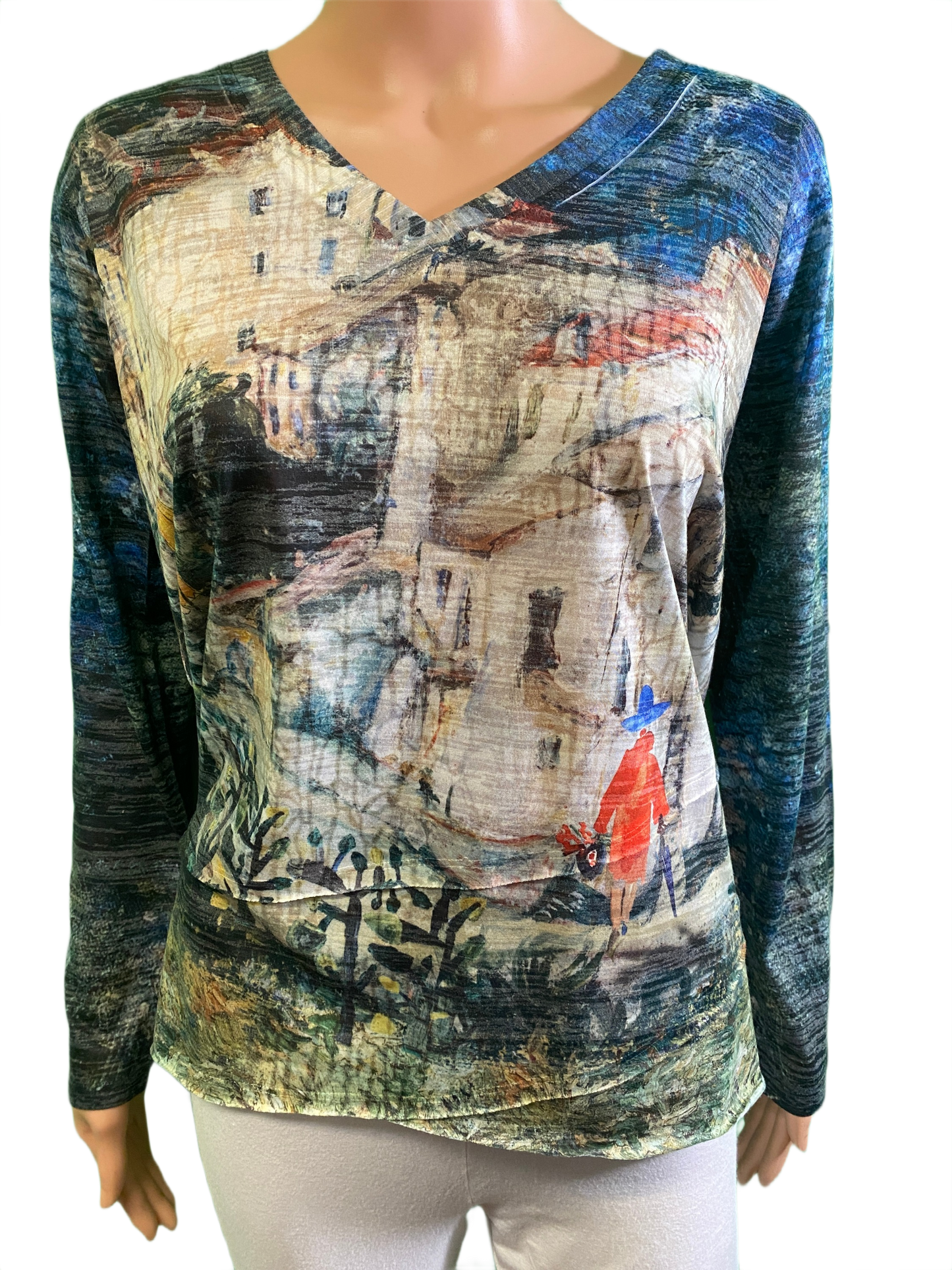 * Long Sleeve V-Neck Burnout - Inoah Top