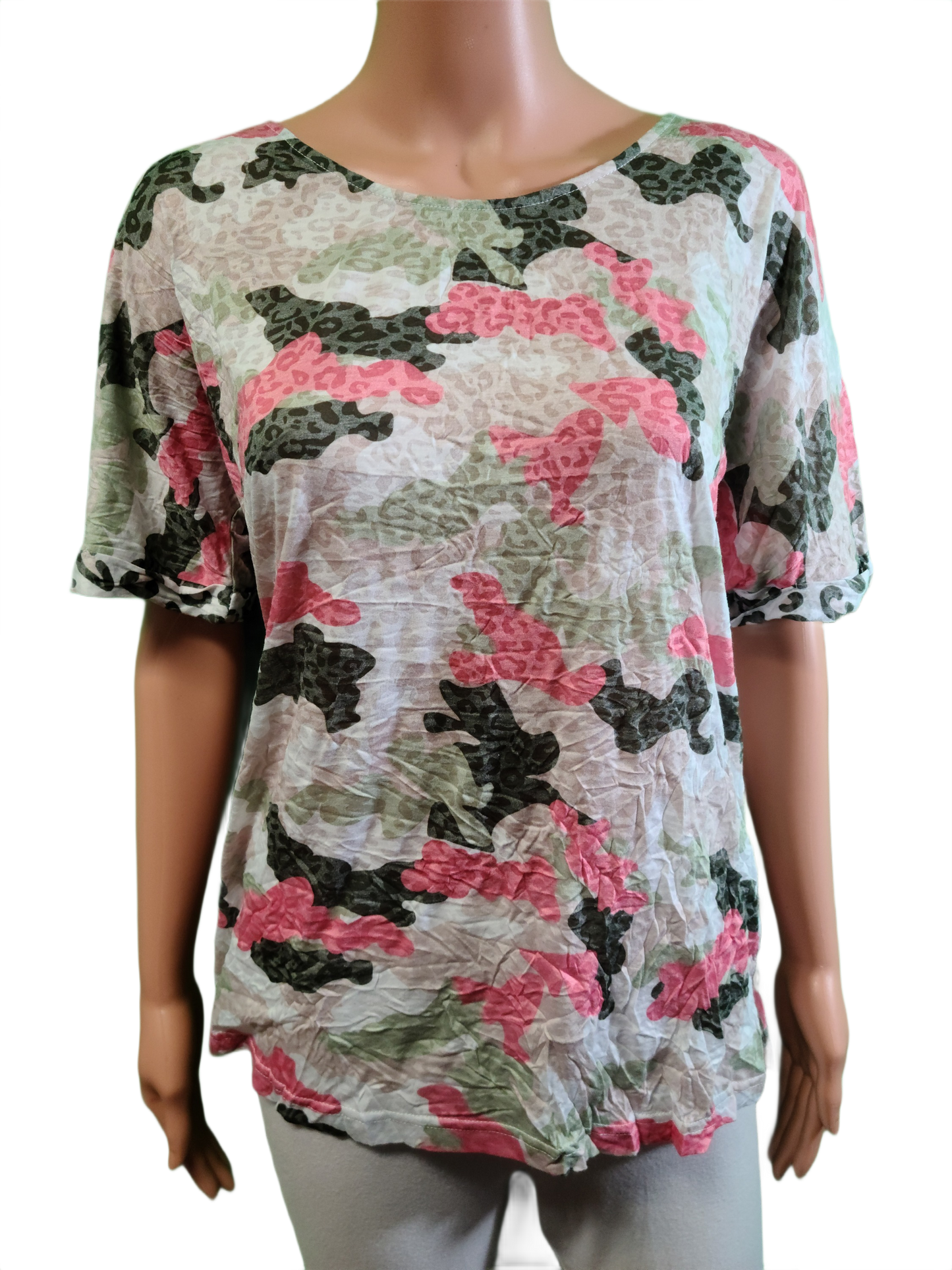 * Camouflage Print Shortsleeve - Cubism Top