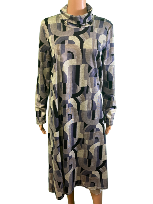 * Geometric Shapes Cowl Neck - Pure Essence Dress