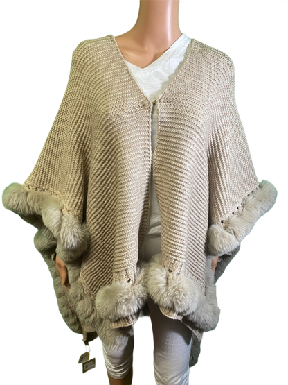 * Knit Pom Pom Fur - Designer House Sweater