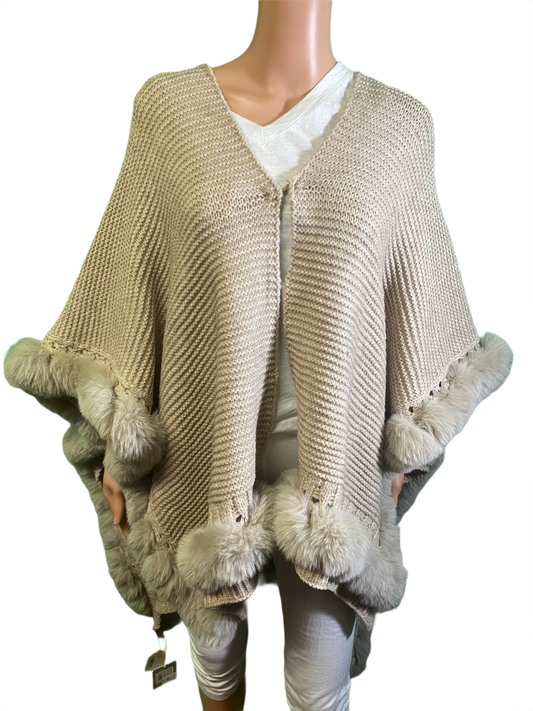* Knit Pom Pom Fur - Designer House Sweater
