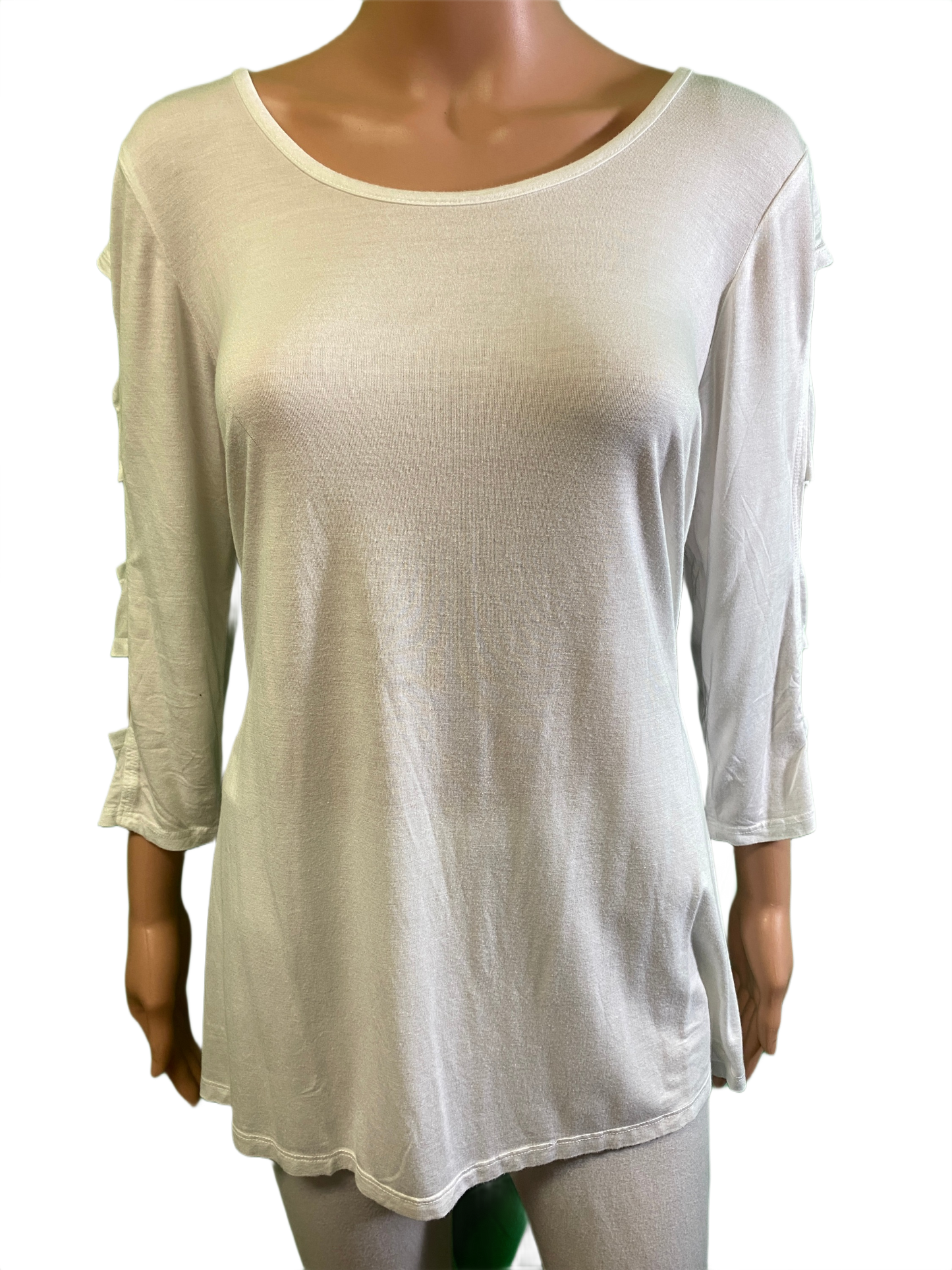 * White Slit Sleeve - Sea Breeze Top