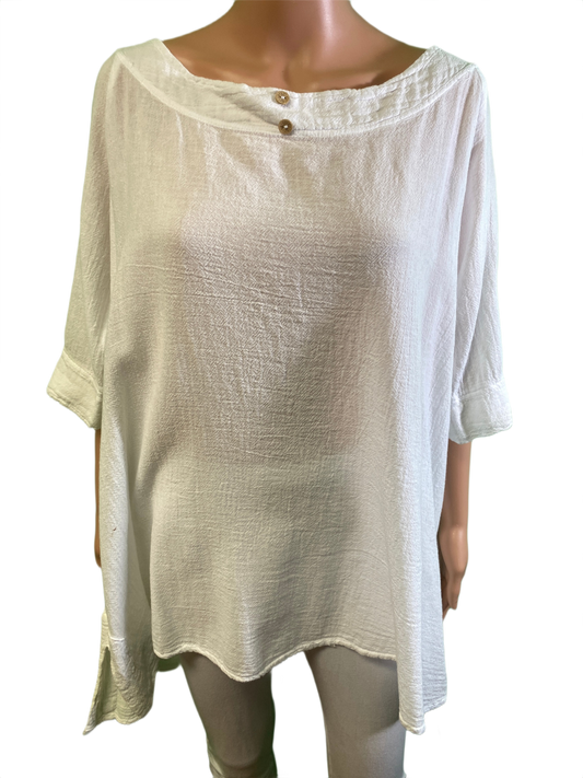 * Gauze Button - Sea Breeze Top
