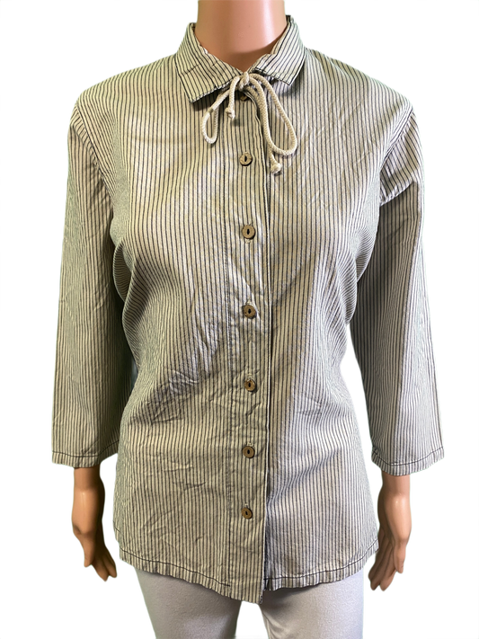 * Vertical Stripe Button-Up - Sea Breeze Top