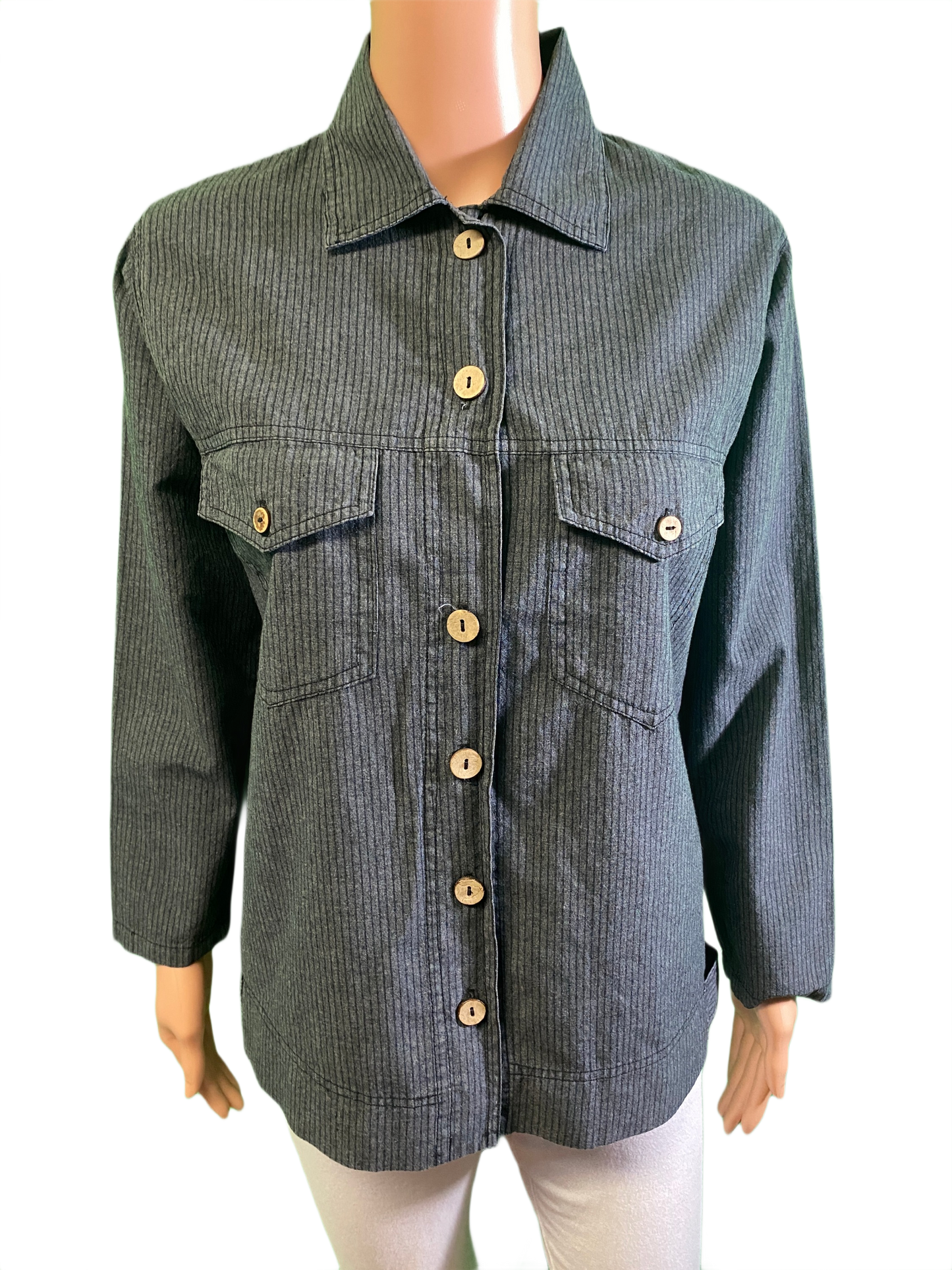 * Vertical Stripe Button-Up - Sea Breeze Top