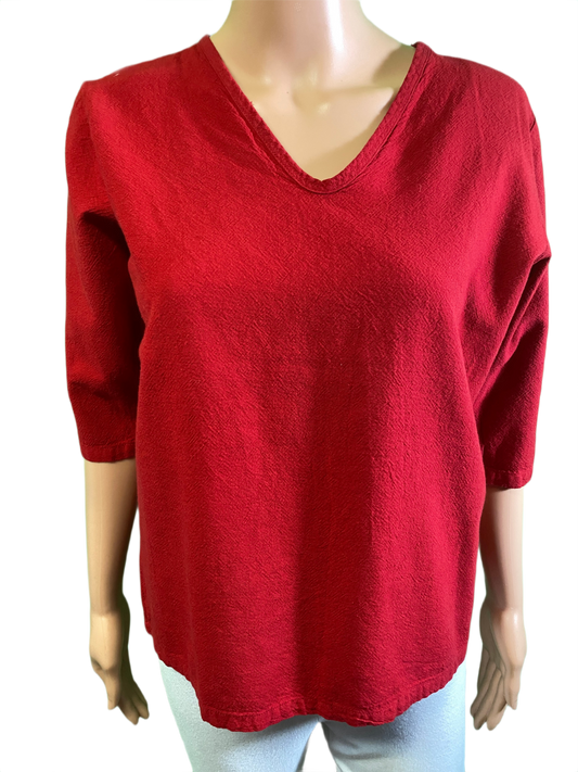 * V-Neck Gauze 3/4 Sleeve - Sea Breeze Top