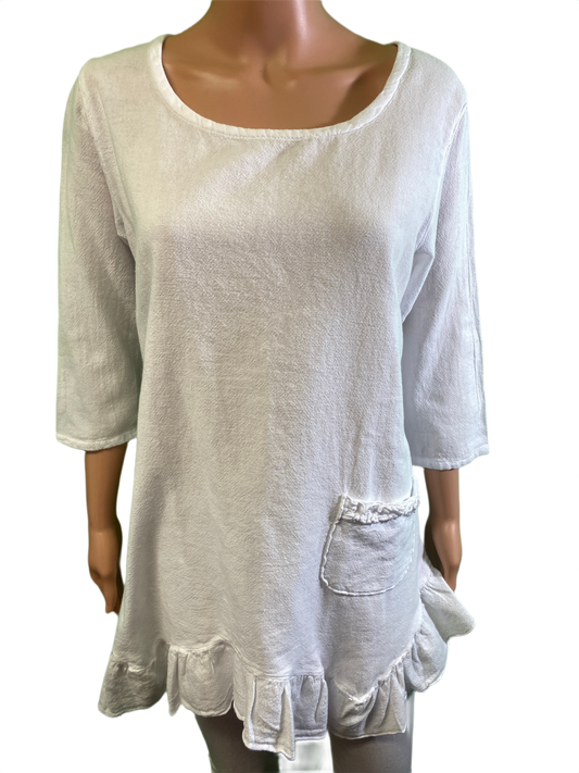 * American Gauze Ruffle Pocket - Sea Breeze Tunic