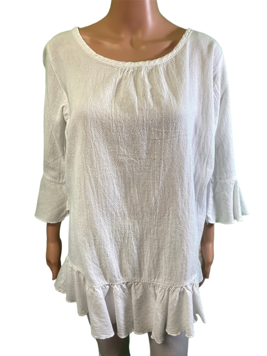 * American Gauze Bell Sleeve Ruffle - Sea Breeze Top