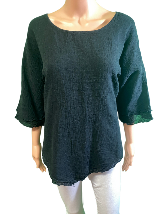 * Bubble Gauze Double Layer - Sea Breeze Top