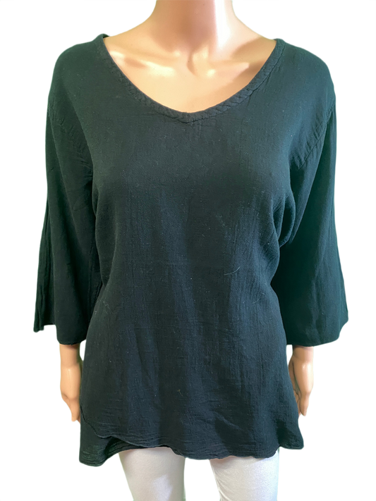 * French Gauze Asymmetrical Hem - Sea Breeze Top
