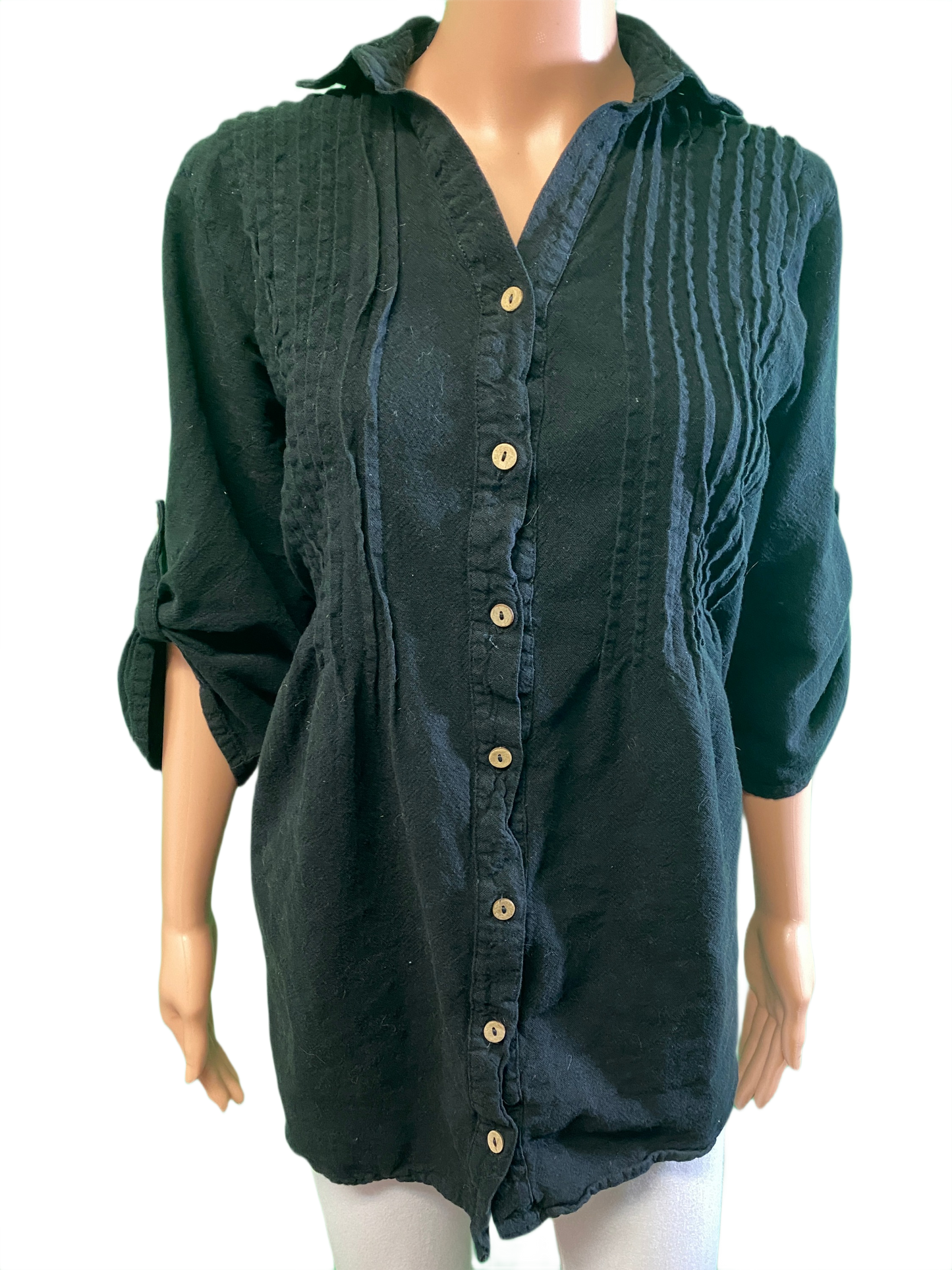 * American Gauze Pleat Button Up - Sea Breeze Top