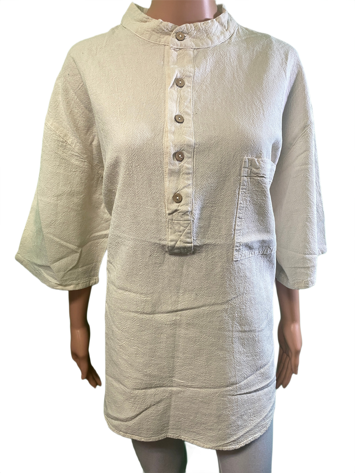 * American Gauze w/ Pocket Tall Collar - Sea Breeze Top