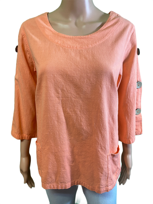 * Coconut Button Sleeve - Sea Breeze Top