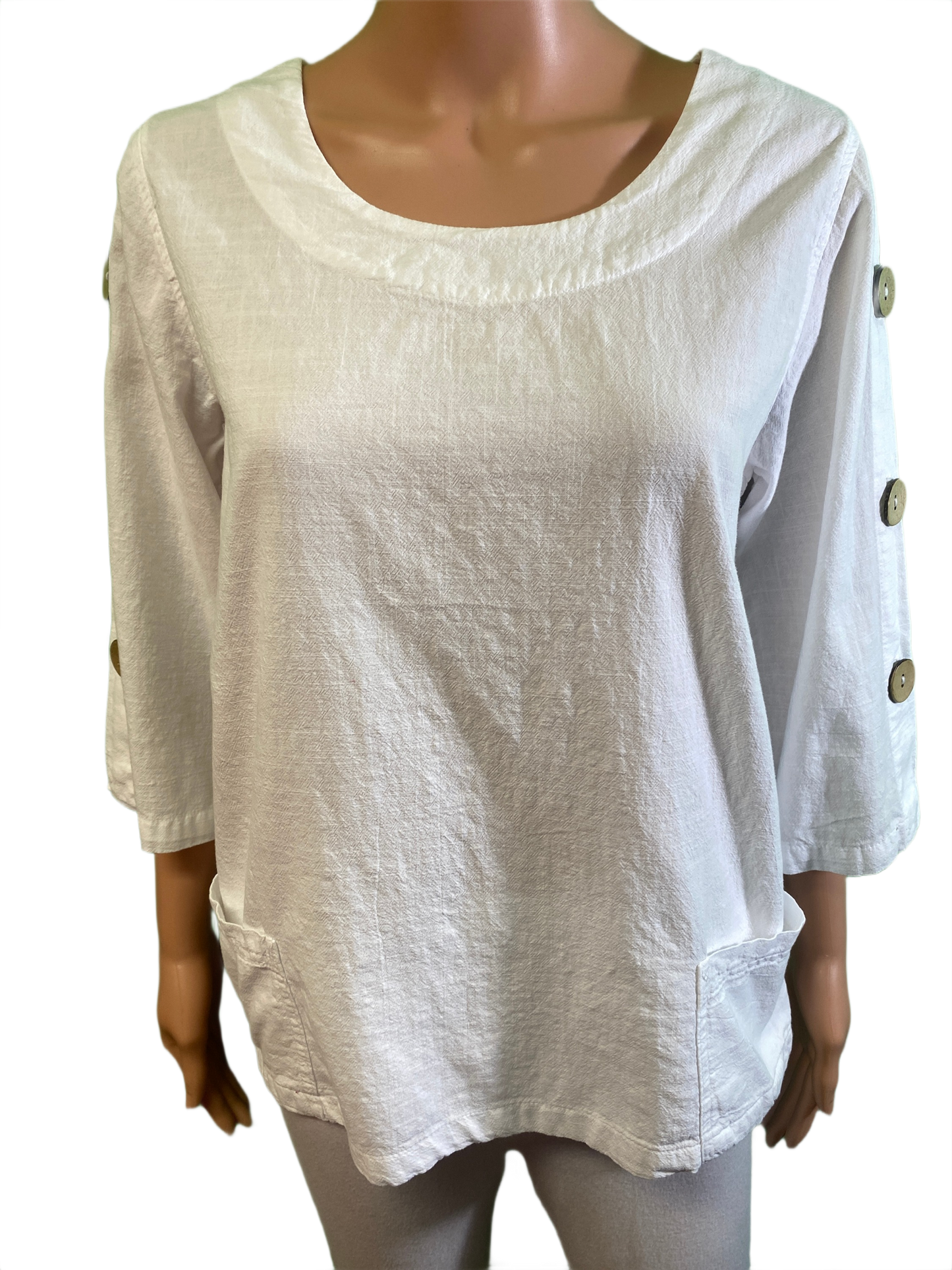 * Coconut Button Sleeve - Sea Breeze Top