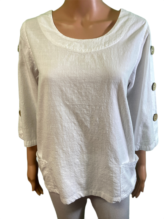 * Coconut Button Sleeve - Sea Breeze Top