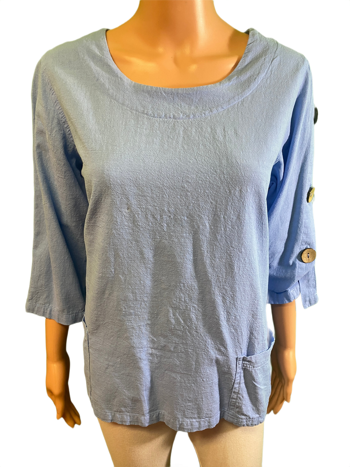 * Coconut Button Sleeve - Sea Breeze Top