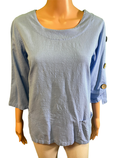 * Coconut Button Sleeve - Sea Breeze Top