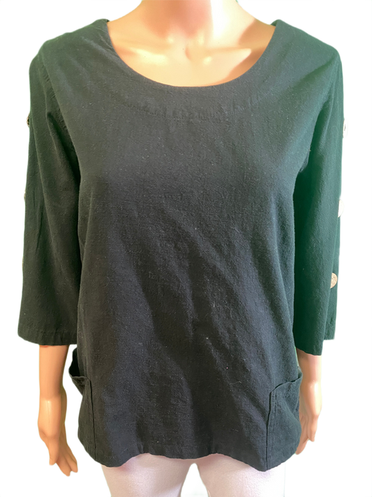 * Coconut Button Sleeve - Sea Breeze Top