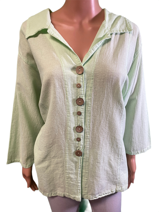 * Miami Gauze Novelty Button - Sea Breeze Top