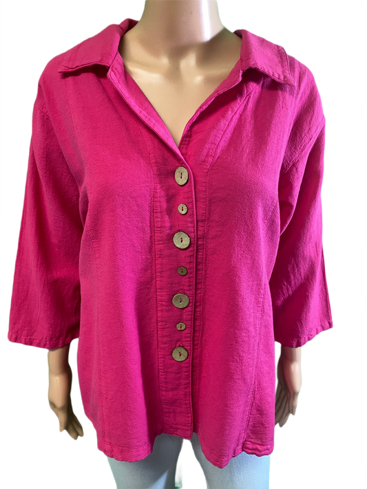 * Miami Gauze Novelty Button - Sea Breeze Top