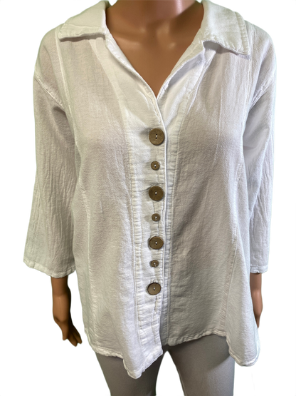 * Miami Gauze Novelty Button - Sea Breeze Top