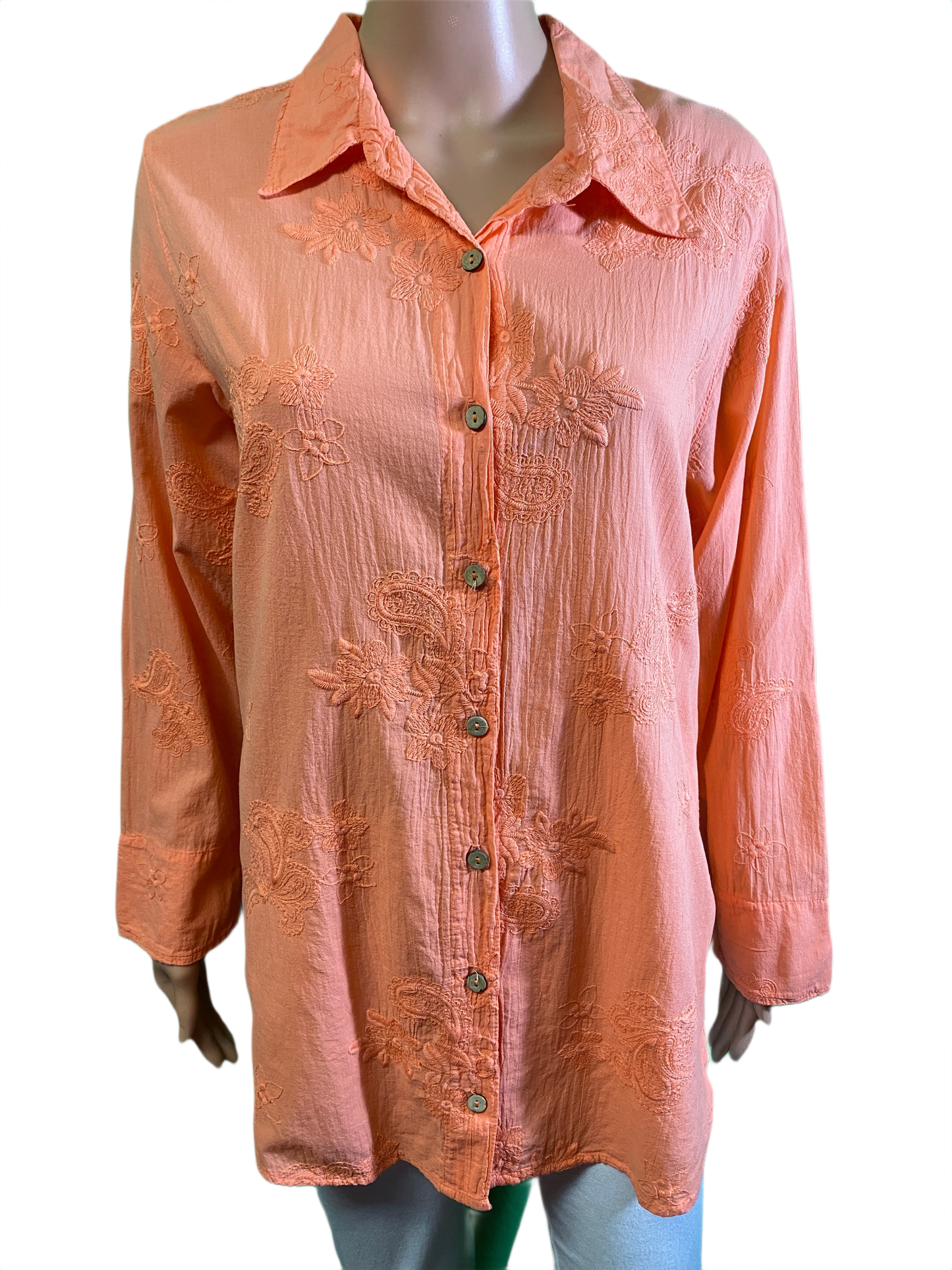 * Paisley Button-Up Collar - Sea Breeze Top