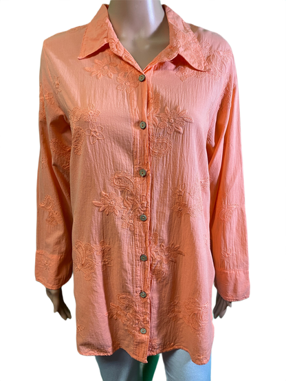 * Paisley Button-Up Collar - Sea Breeze Top