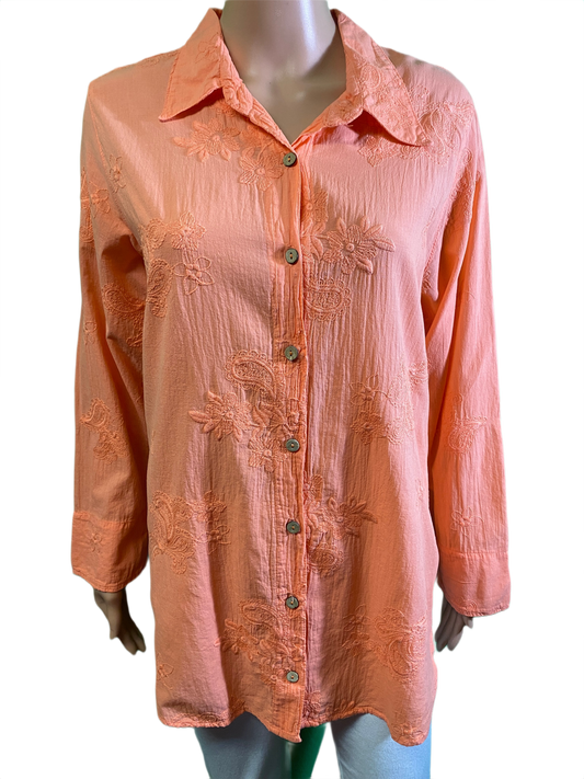 * Paisley Button-Up Collar - Sea Breeze Top