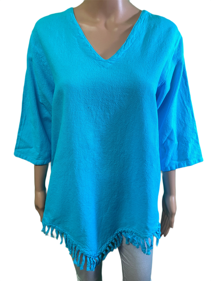* Sedona Gauze Fringe - Sea Breeze Top
