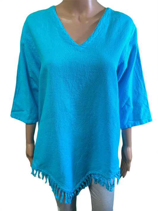 * Sedona Gauze Fringe - Sea Breeze Top
