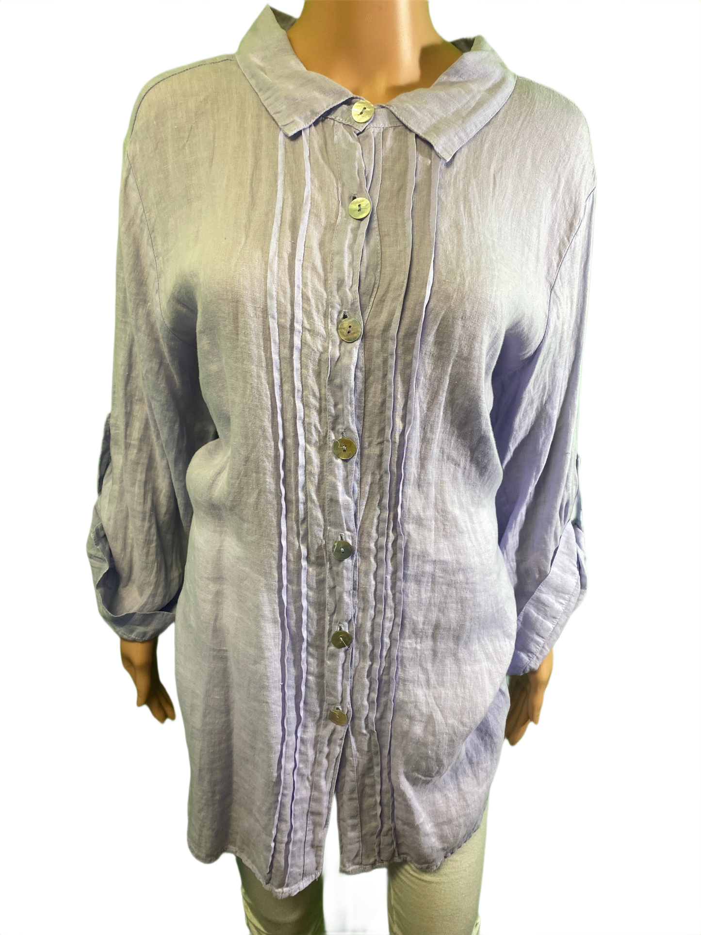 * Collared Button Up w/ Roll Up - Match Point Top