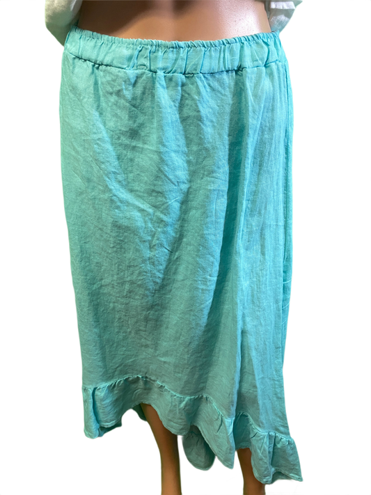 * Linen Long Ruffled - Match Point Skirt