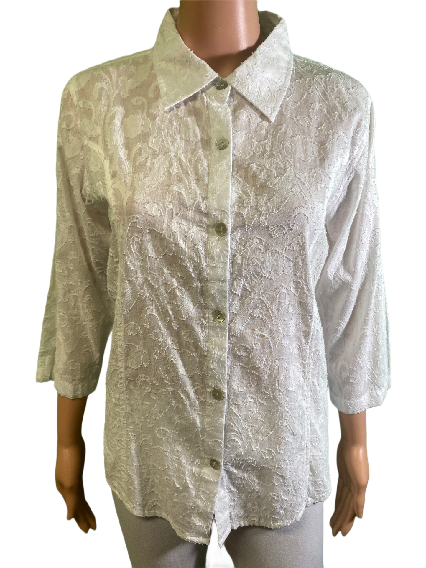 * Self Printed Collared - Paper Lace Top